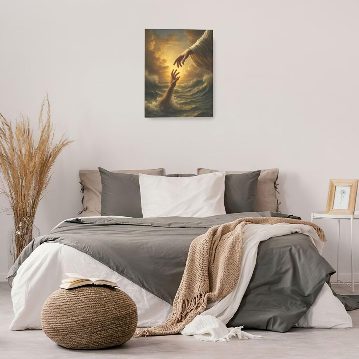 Jesus Wall Art Christian The Hand of God Wall Decor Religious Bible Canvas Paintings Pictures Christ Prints Artwork Framed Decorations For Church Prayer Room Bedroom Living Room Gifts 16" x 20" (Jesus / 20"L x 16"W)