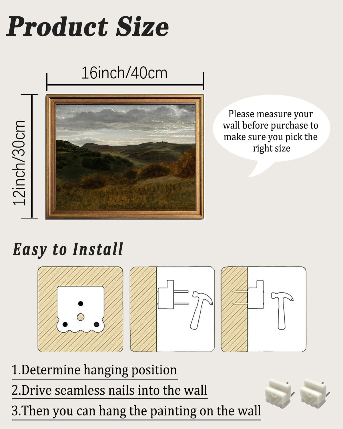 Gold Framed Wall Art (Mountain Landscape / 16"L x 12"W)