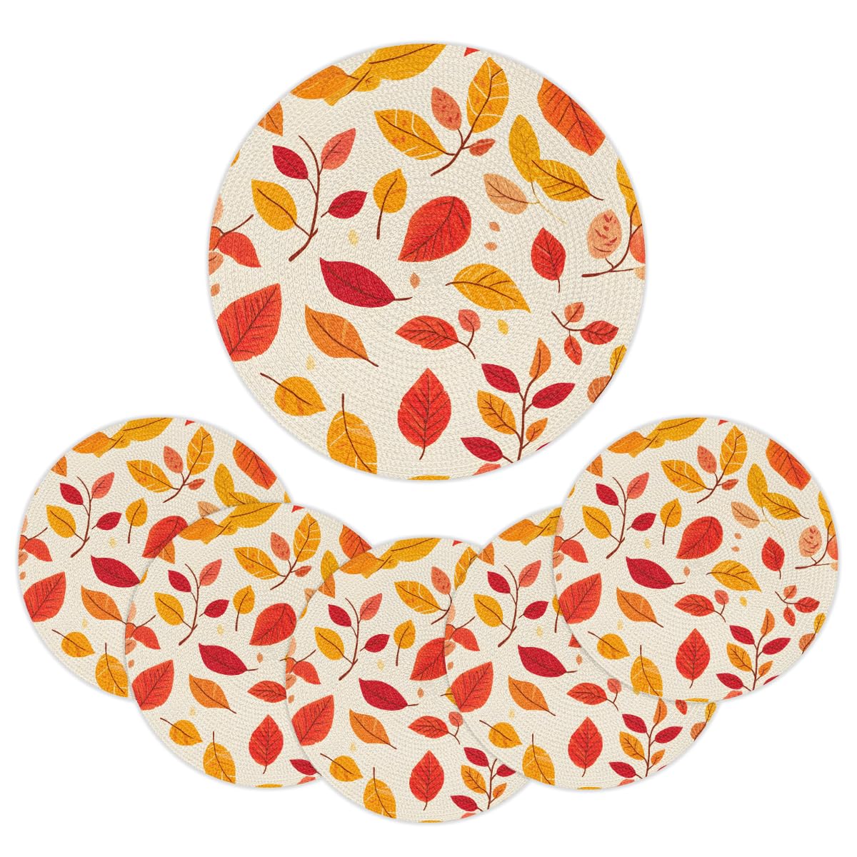 Autumn Woven Placemats Round Placemats Set of 4 Festival Party (A 016 / 4 pieces)
