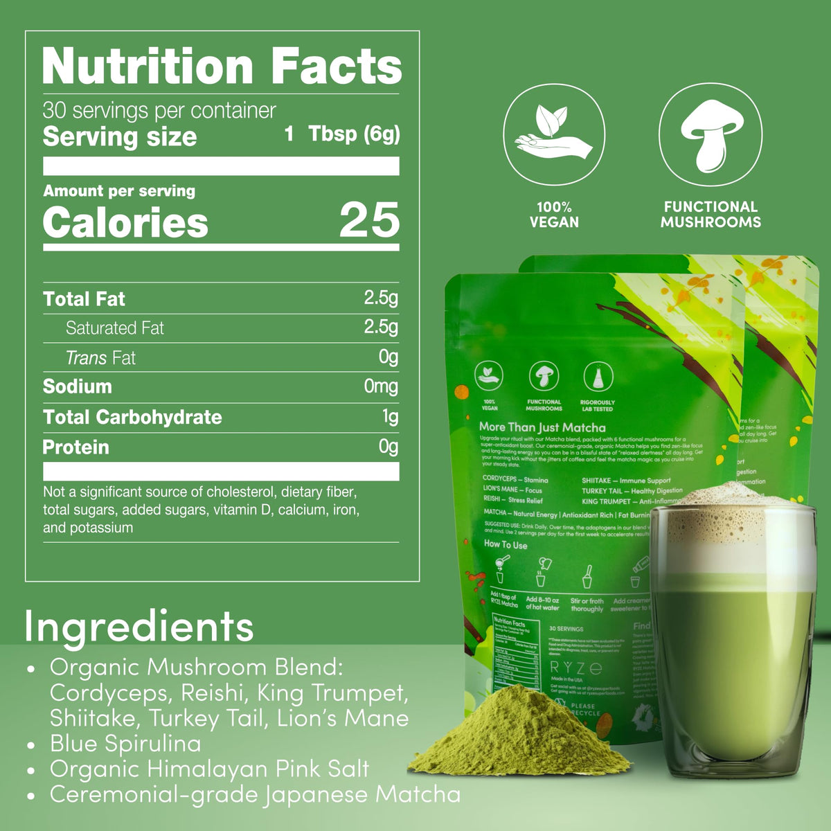 RYZE Mushroom Matcha Starter Kit (12.66 Ounce (Pack of 1))