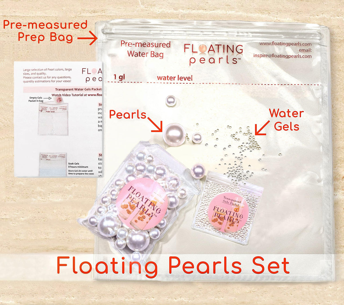 100 Floating Rose Gold Pearls (Rose Gold / 100 Pearls & Gems+LightsWarmWhite)