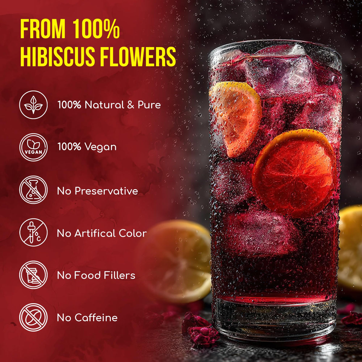 Premium 10 Hibiscus Flowers Tea Bags (10 Tea Bags)