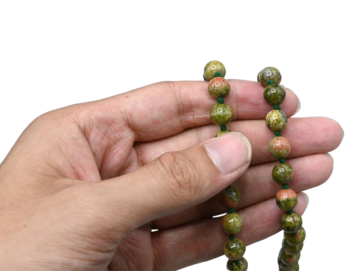 Unakite Buddhist Prayer Beads Japa Mala with 108 Meditation Beads (Hand Knotted / Unakite)