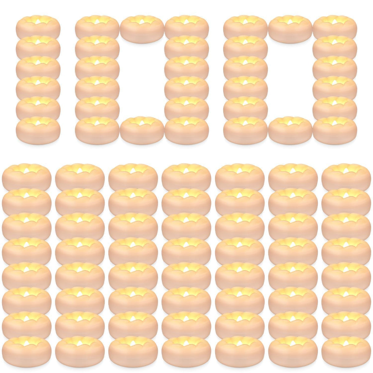 100-Pack 2-Inch+ Spiral-Pattern Water-Activated Flameless Floating LED Candles - Battery-Powered and Perfect for Wedding Vases, Bathtubs, Pools, and Large Events (100-FlamelessFloating Candles)