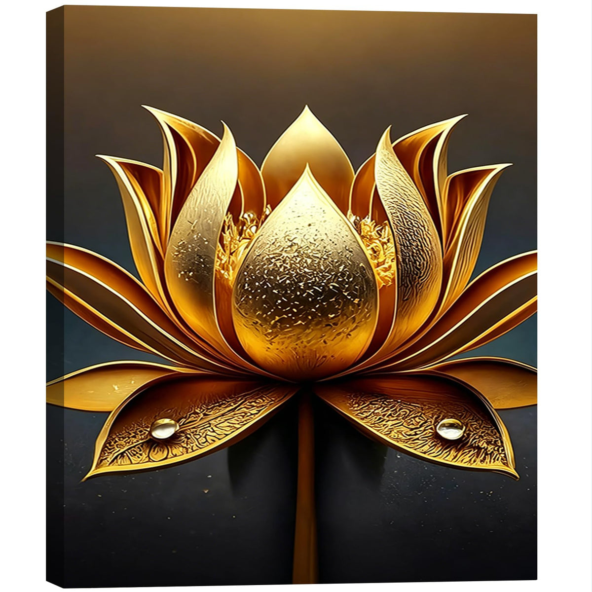 Elegant Golden Lotus Wall Art with Metallic Petals and Serene Glow (Pictures24 / 18"L x 12"W)