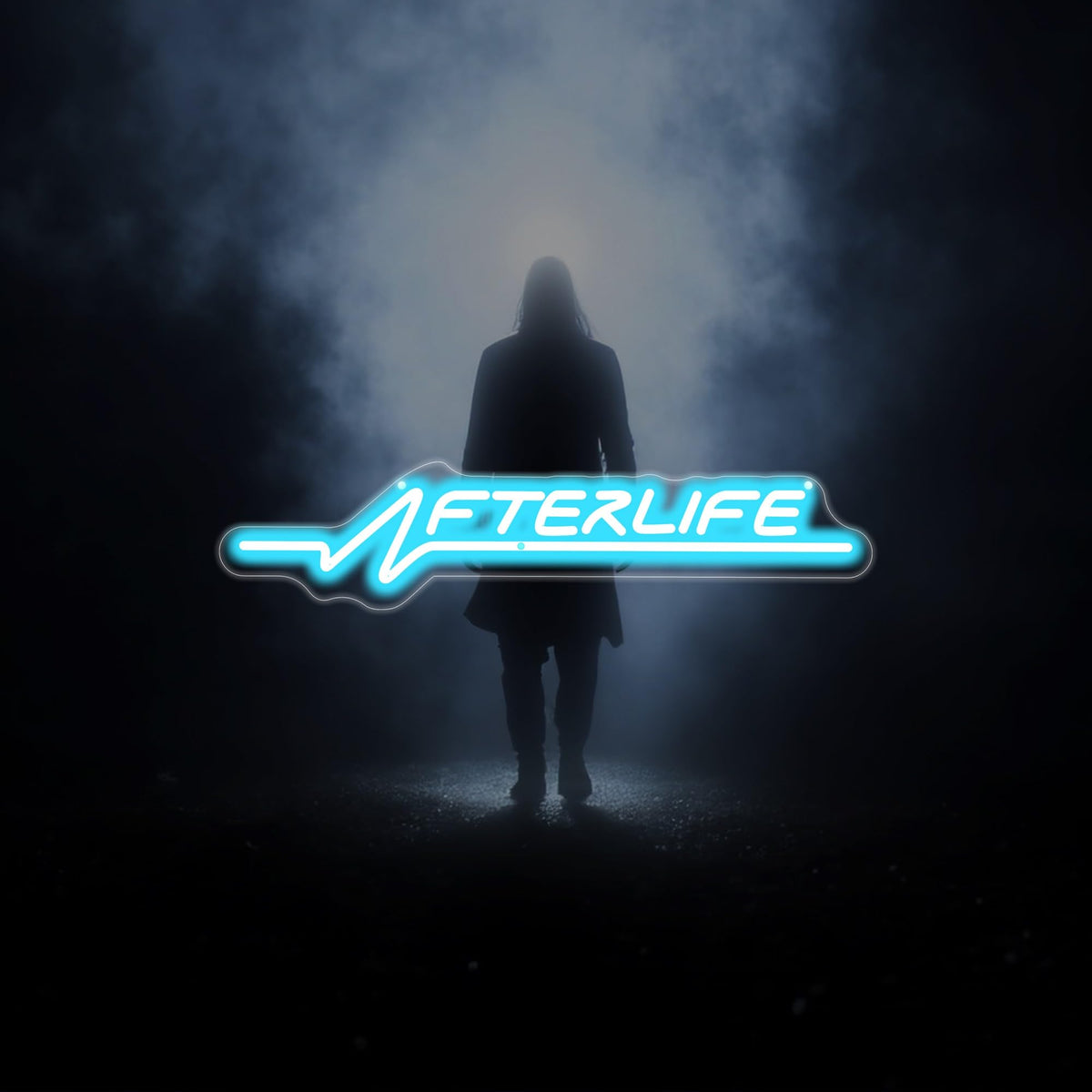 Futuristic Cyberpunk Neon Sign Game Room Wall Decor Man Cave (Afterlife-Ice Blue)