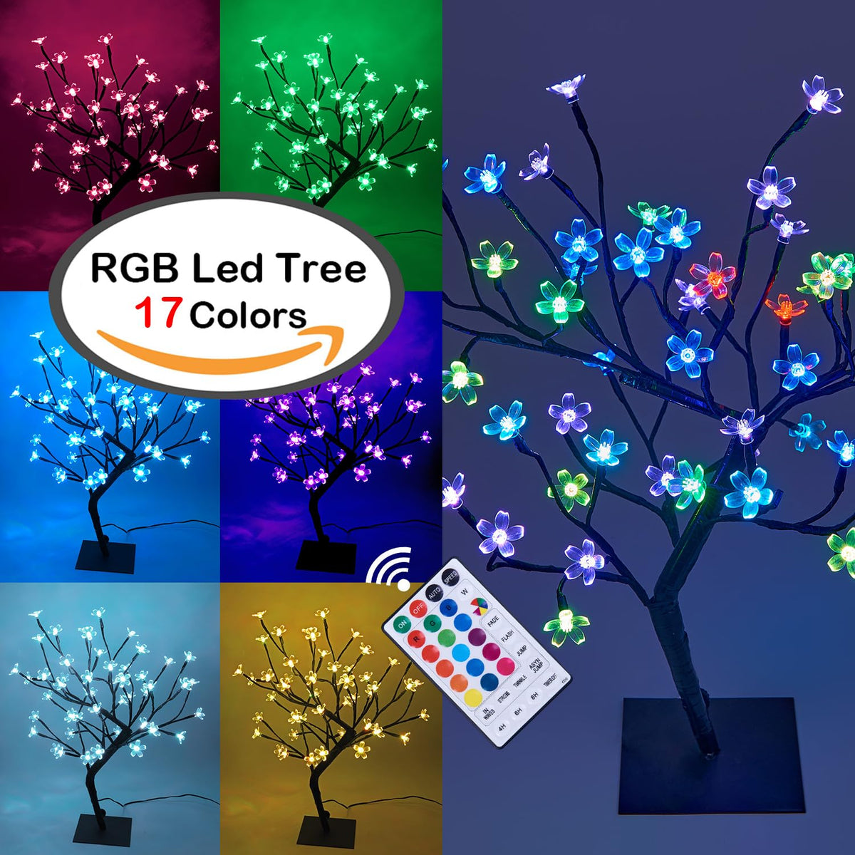 18 Inch Cherry Blossom Bonsai Tree (RGB (Red, Green, Blue))