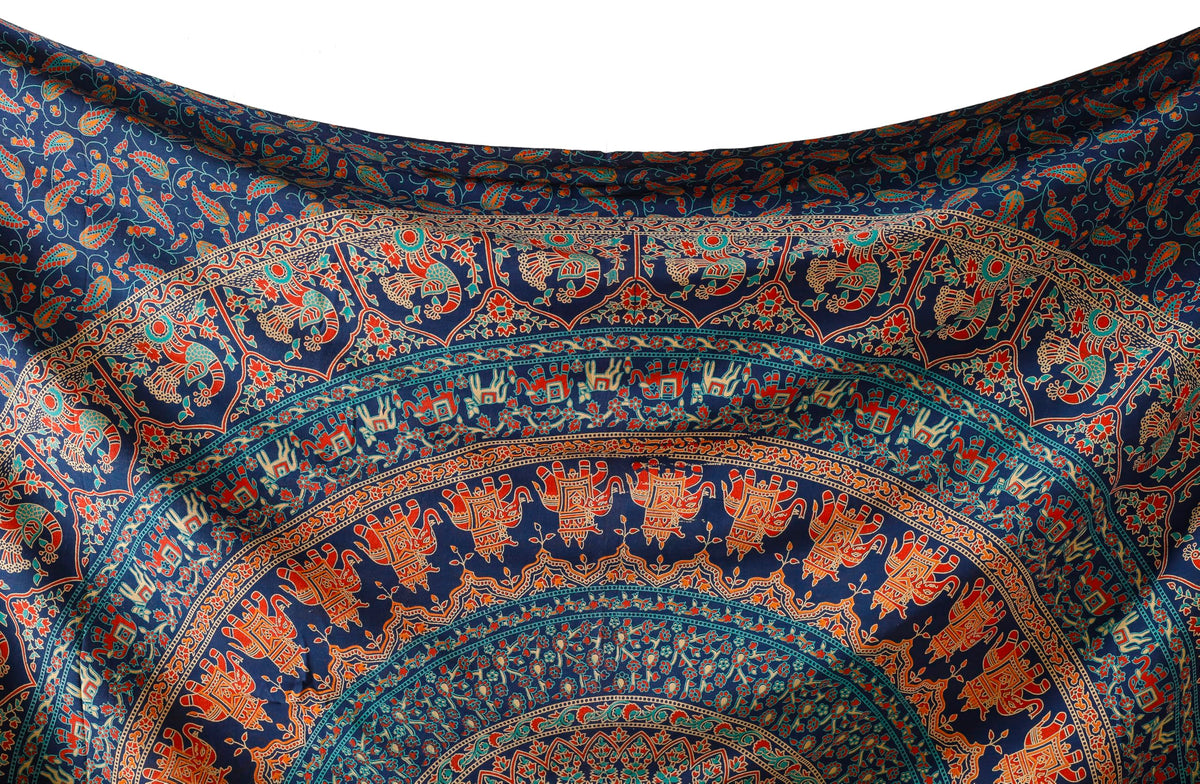Tapestry Wall Hanging Hippie Mandala Bohemian Hippy Psychedelic Design Indian Magical Thinking Tapestries Bedspread 84x90 Inches (90"L x 84"W / Neavy Blue)