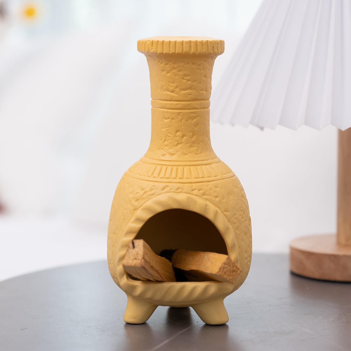 Ceramic Mini Chiminea Palo Santo Burner (Mexican Palo Santo Holde-yellow)