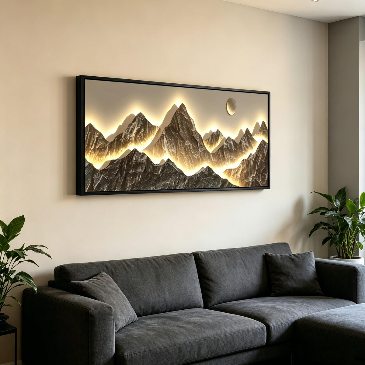 Large Framed Modern Mountain Wall Art Abstract Landscape Canvas Wall Decor (Mountain / 32"L x 16"W)