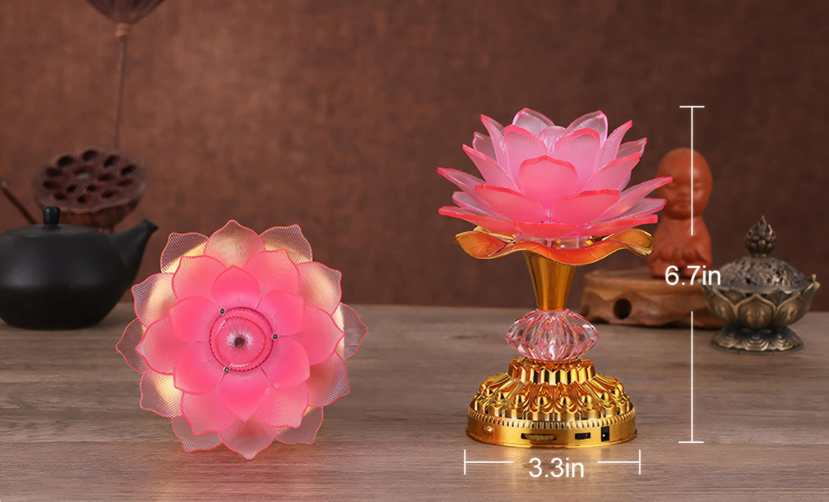Colorful LED Lotus Buddhist Lamp Gradient Buddha Light (Pink)