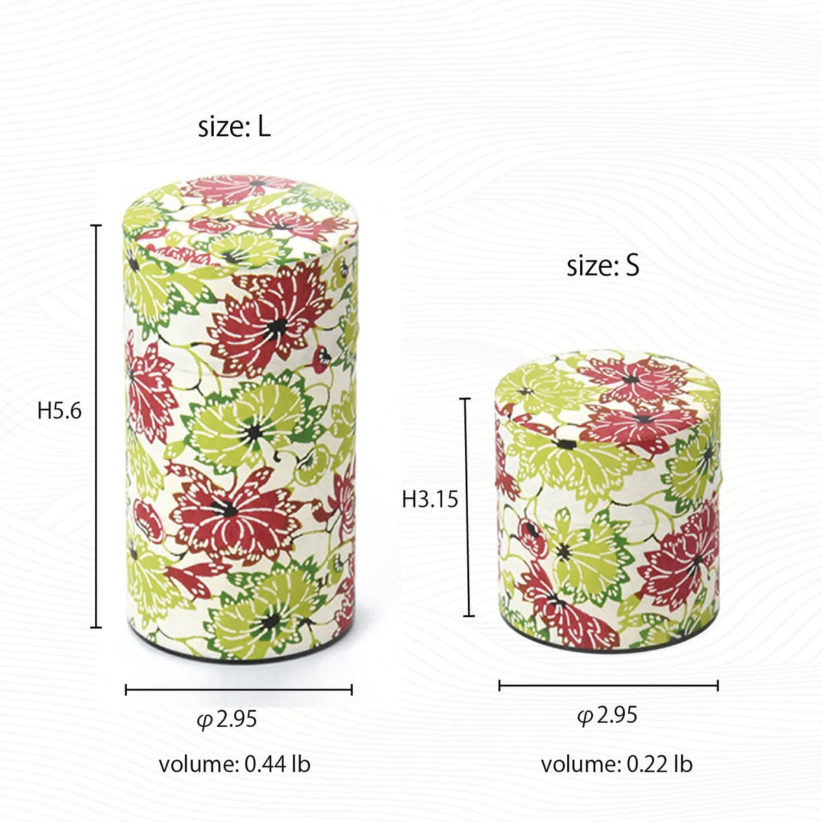 Japanese Pokkan Matcha Coffee Spice Tea Tin Canister Washi Paper Storage with Lid 7.05 oz Capacity (Kenran Ichimatsu)