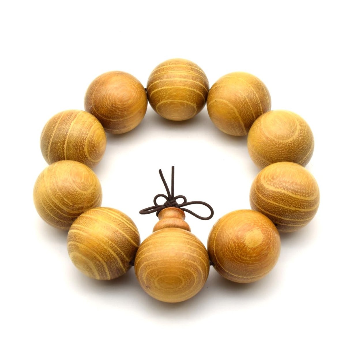 Natural Golden Sandalwood Mexican Bocote Mala Prayer Bracelet Link Wrist Necklace Beads (25mm 10 beads)
