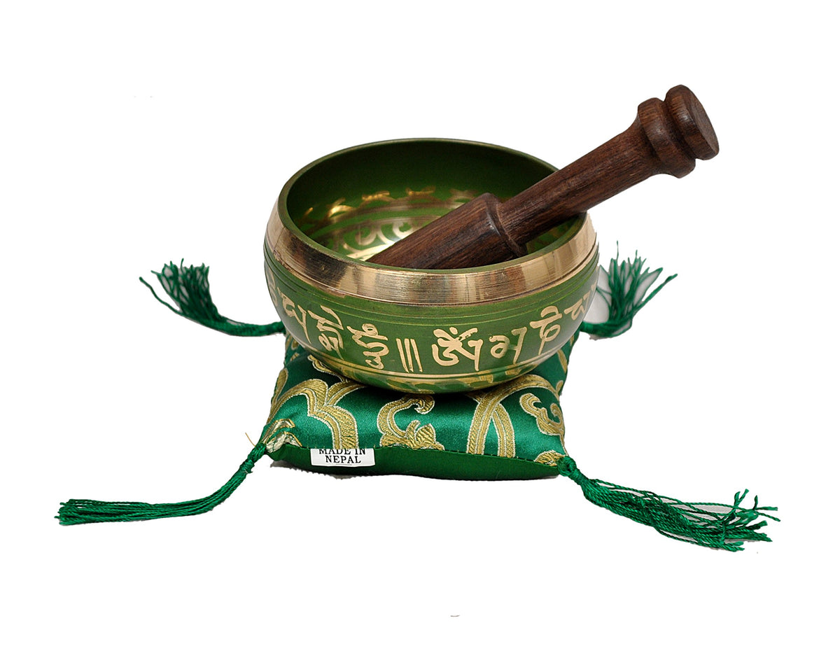 Tibetan Singing Bowl Set By Dharma Store (Green)