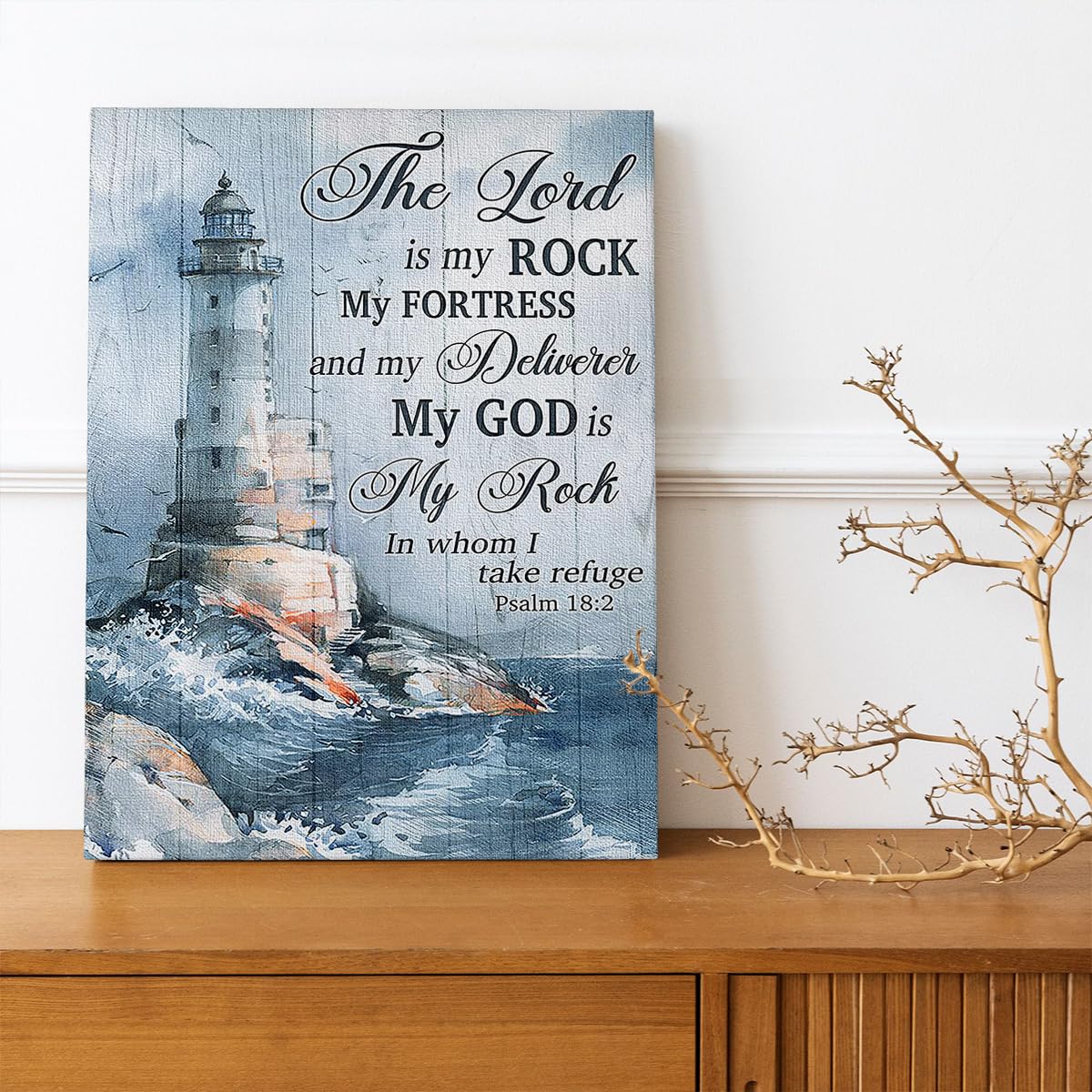 Ocean Lighthouse Wall Art Christian Psalm Bible Quotes Wall Decor Rustic Coastal Nautical Pictures Religious Motivational Canvas Prints Framed Modern Artwork For Living Room Bedroom Bathroom 16"x24" (Lighthouse 2 / 24"L x 16"W)