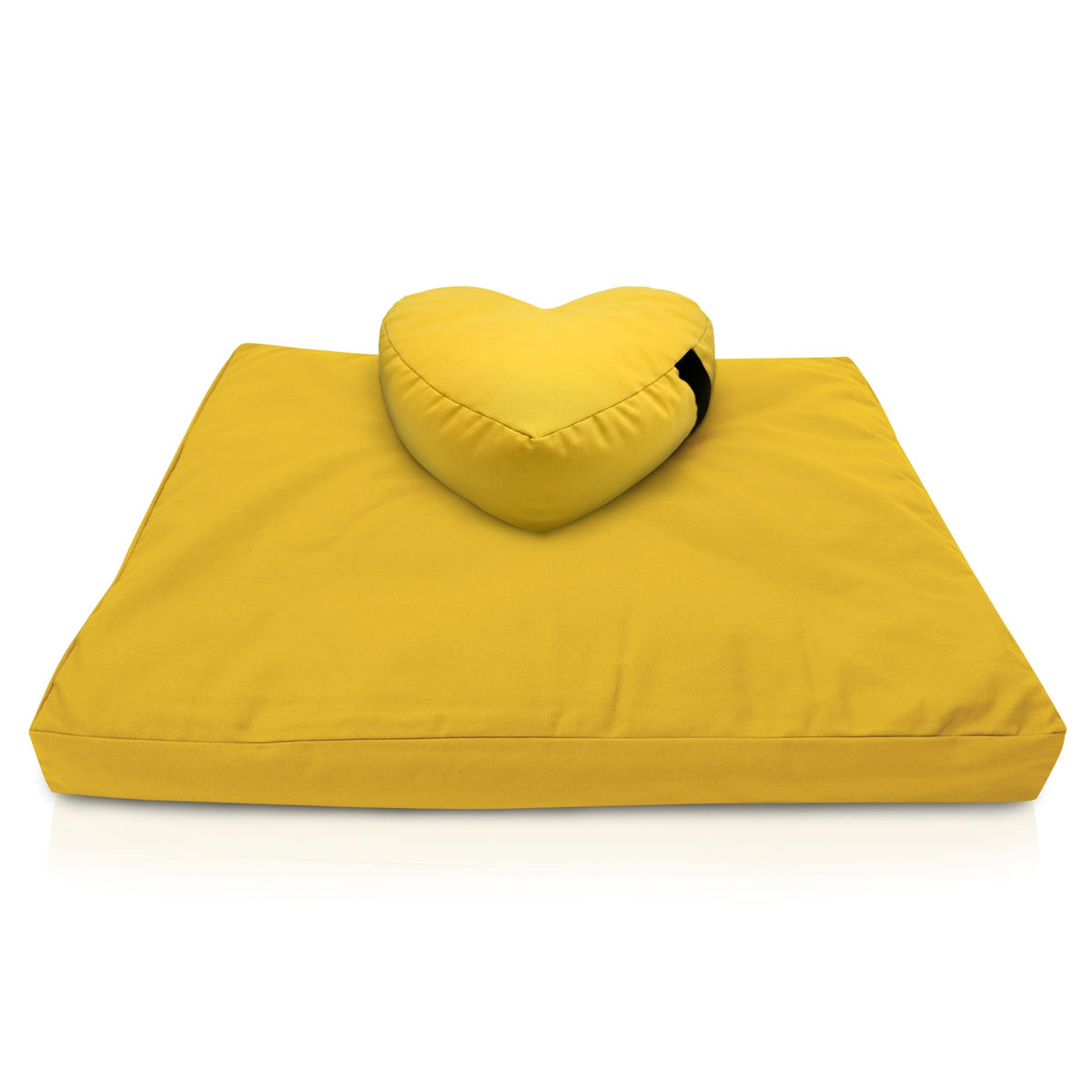 Heart Zafu & Zabuton Yoga Meditation Cushion Set (Heart Shaped Combo / Lhassa Gold - 10oz Cotton Canvas)