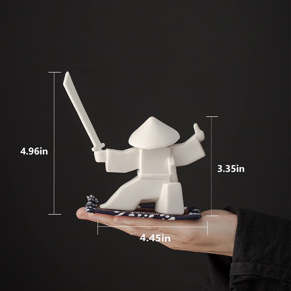 Tea Pet Warrior Statue Figurine Tea Ornament Accessories Cute Kung Fu Tea Decoration Gift for Tearoom Home Office Children's Day Gift for Tea Lover (Whitea and Whiteb)
