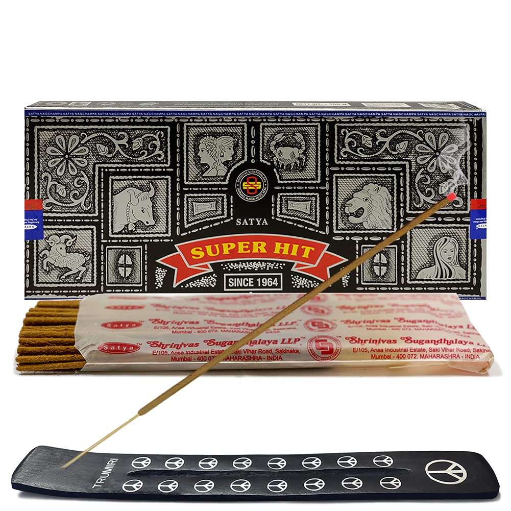 Incense Stick Holder Bundle with Satya Super Hit 100g Incense Sticks (Super Hit 100g - Pack of 1)