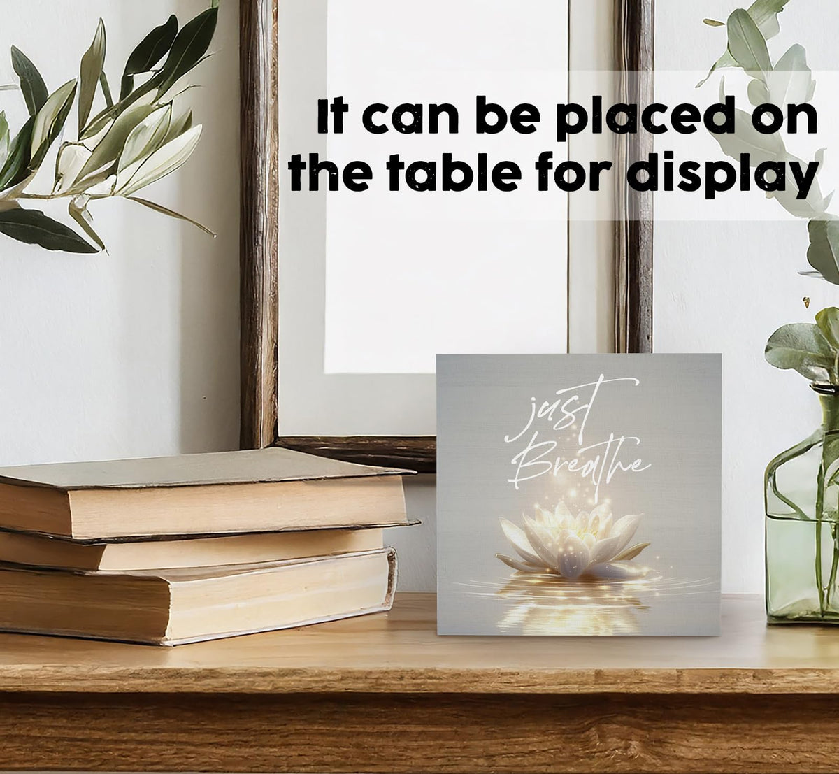 Lotus Flower Meditation Decor Signs (5x5 in / just breathe)