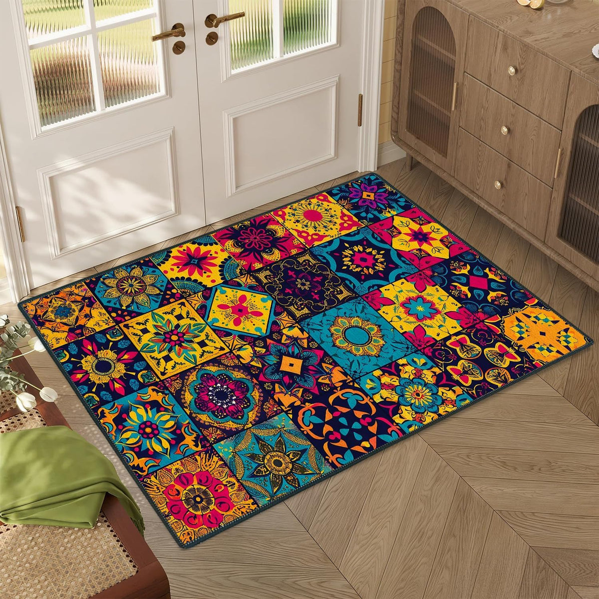 Colorful Boho Tile 2x3 Entryway Rug (20 / 2' x 3' (Rectangular))