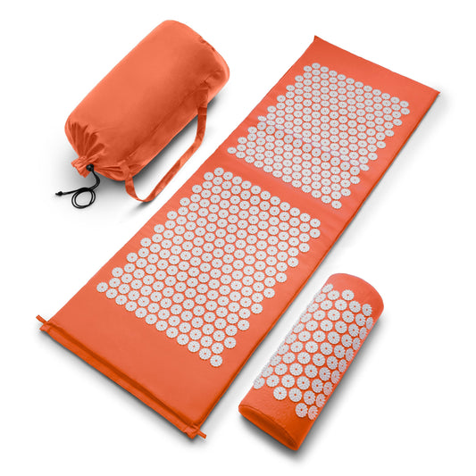 Sivan Acupressure Mat & Pillow Set for Back & Neck (Orange/White / XL)