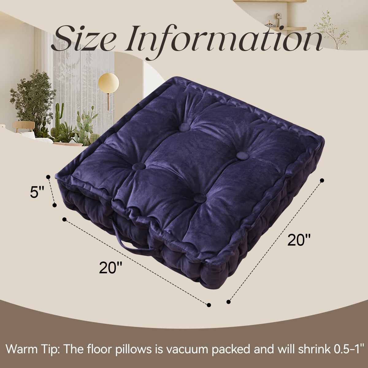 Square Floor Pillows (2 Pack / Navy)