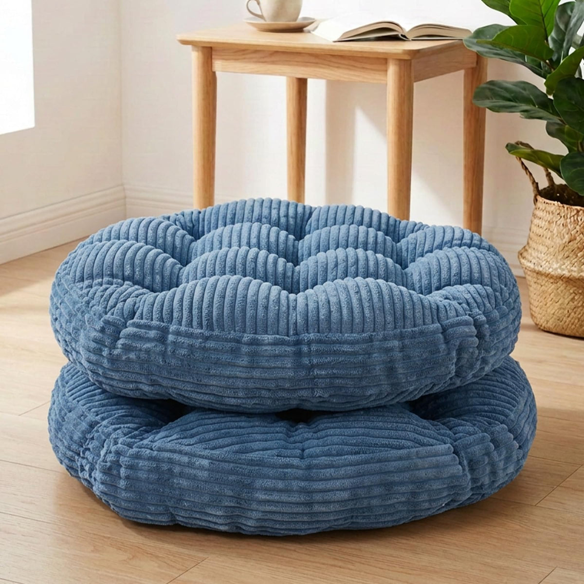 Large Floor Pillow for Adults (Round-navy Blue)