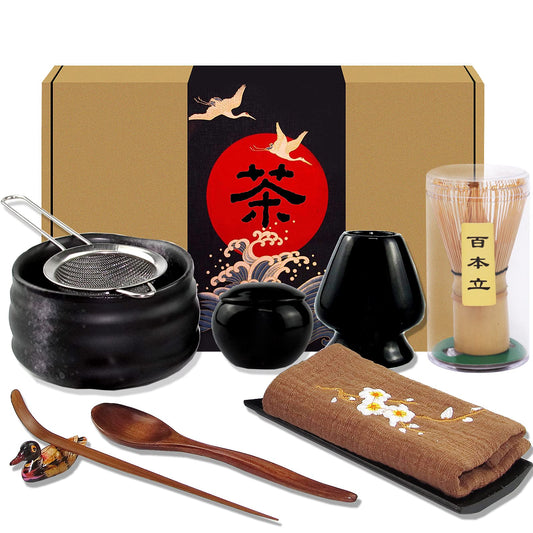 10 Piece Japanese Matcha Tea Set (Black)