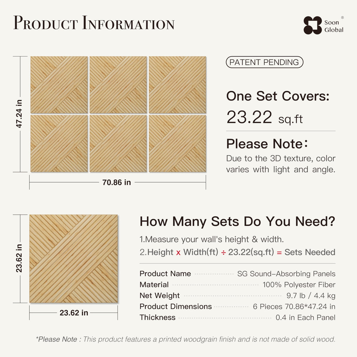 Acoustic Wall Panels (23.6 X 23.6 Inches / Harvest Cross)