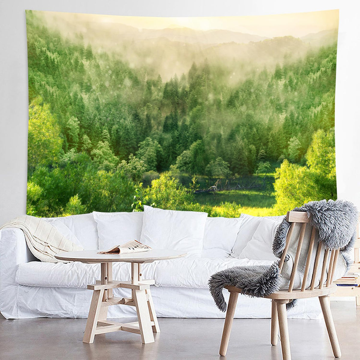 Misty Mountain Forest Tapestry (Mist Forest / 79"L x 59"W)