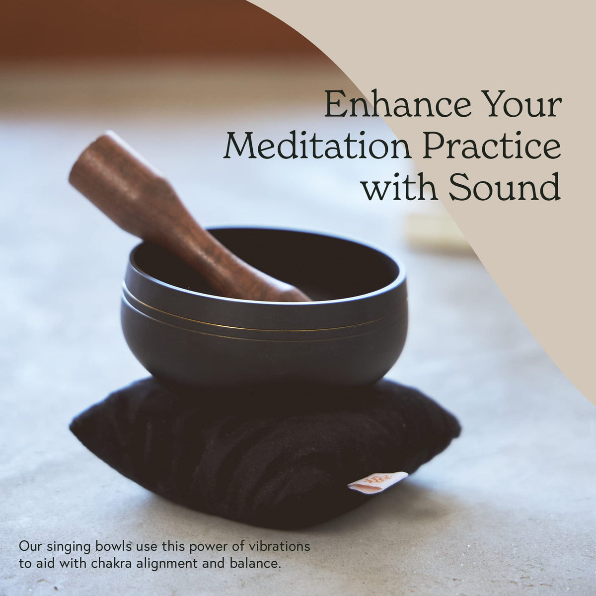 Mindful & Modern Tibetan Singing Bowl Set (Black)