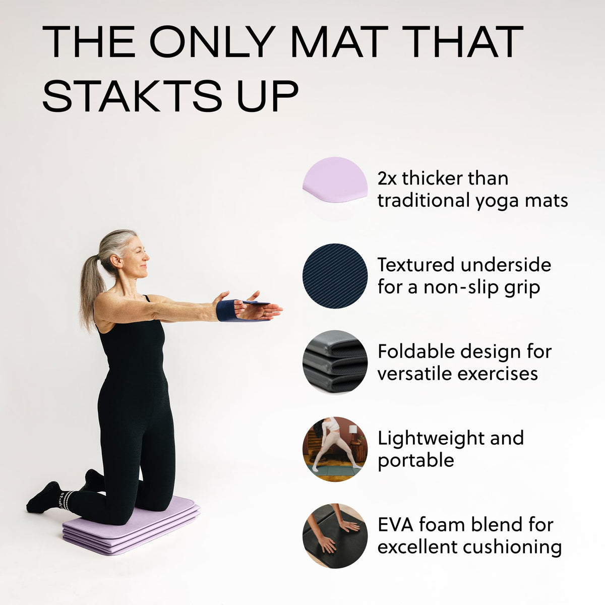 Foldable Yoga Mat Pro (Lilac)