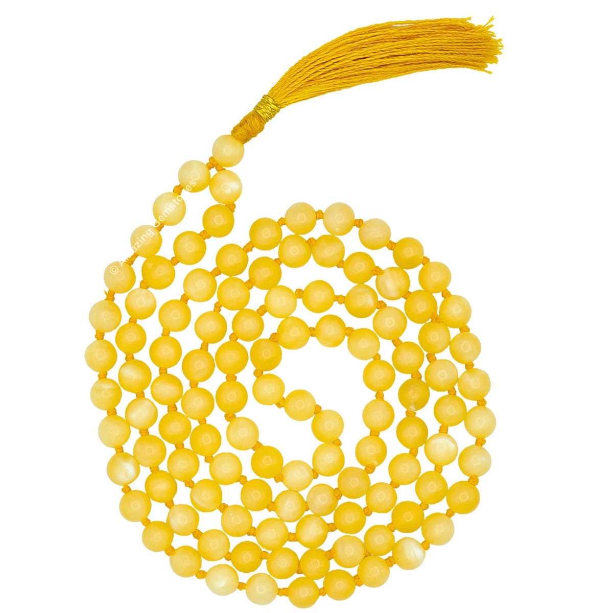 Yellow Calcite Mala Beads (Yellow Calcite / Knotted)