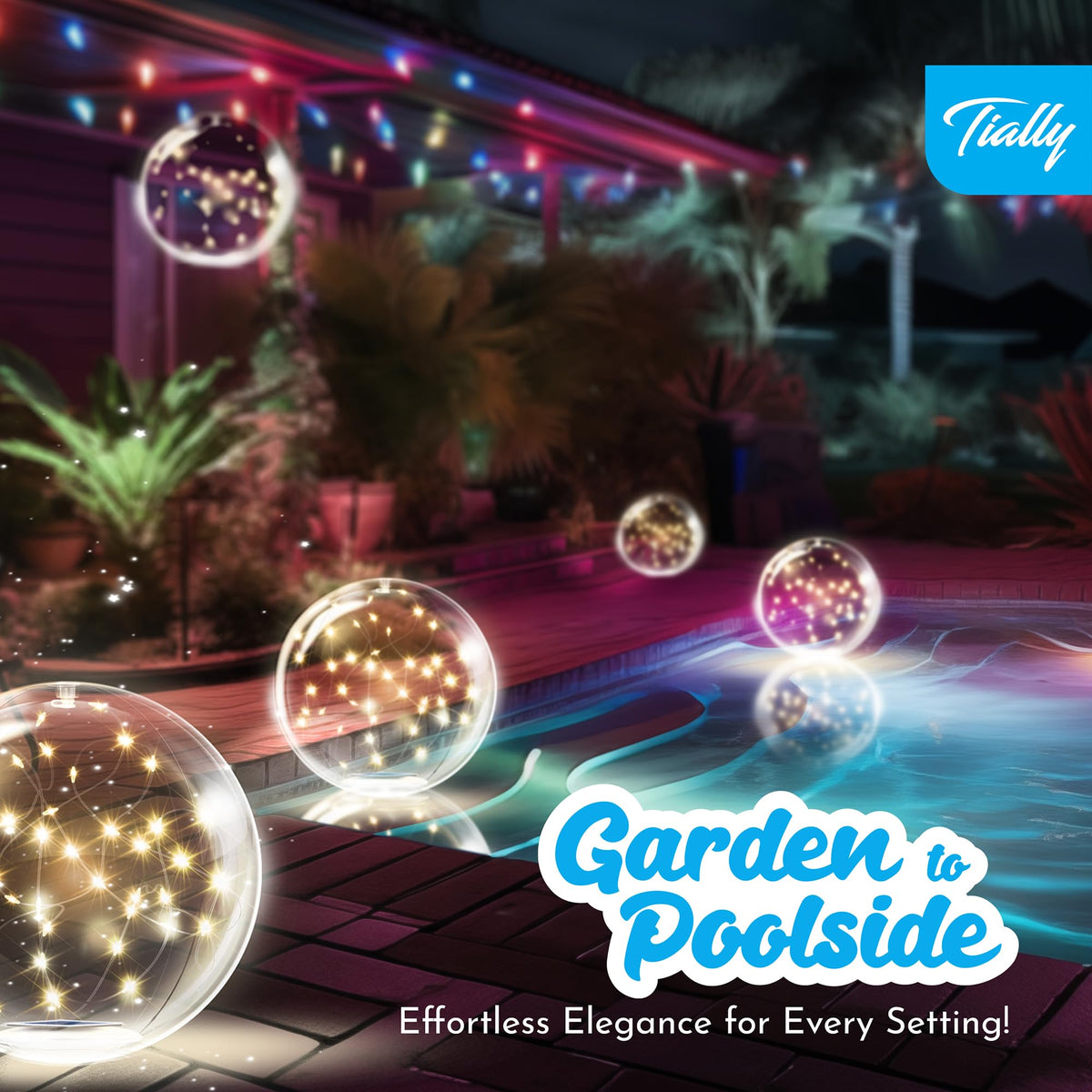 Fairy Floating Pool Lights Solar Powered (Warm / 4 Pack)