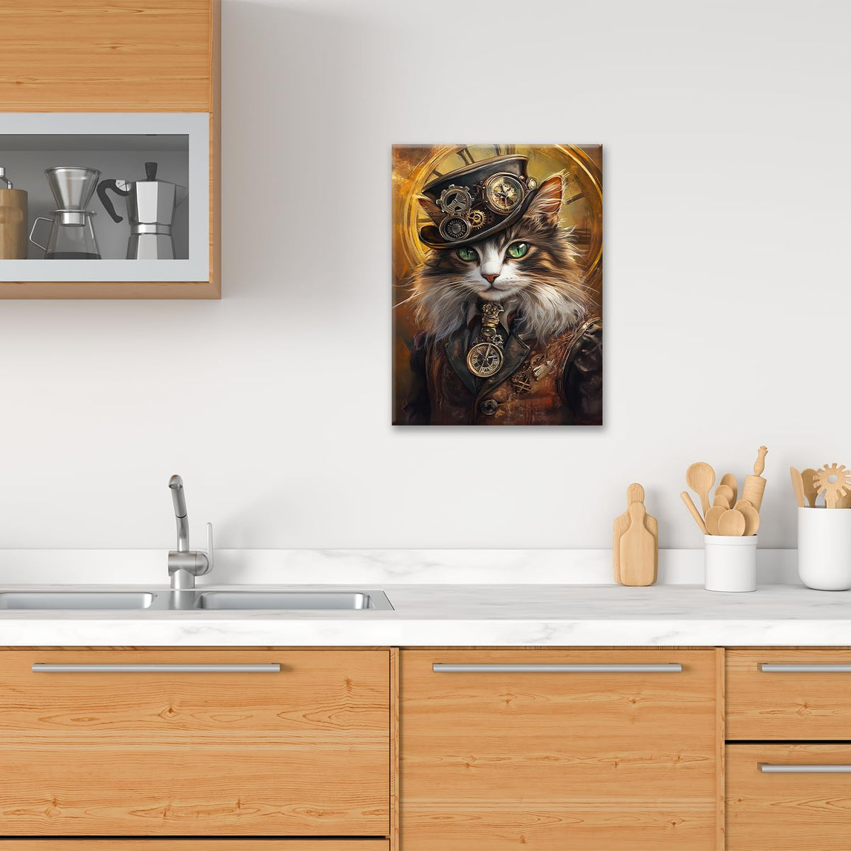 Cat Wall Art Steampunk Pictures Wall Decor (16"L x 12"W / Steampunk Cat)