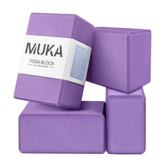 Yoga Blocks 4x6x9 Inch High Density EVA Foam Yoga Brick (Purple / 4 pack)