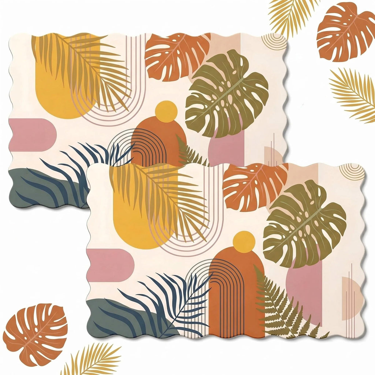Scalloped Dish Drying Mat 2 (Boho Botanical / 12x19 inch)