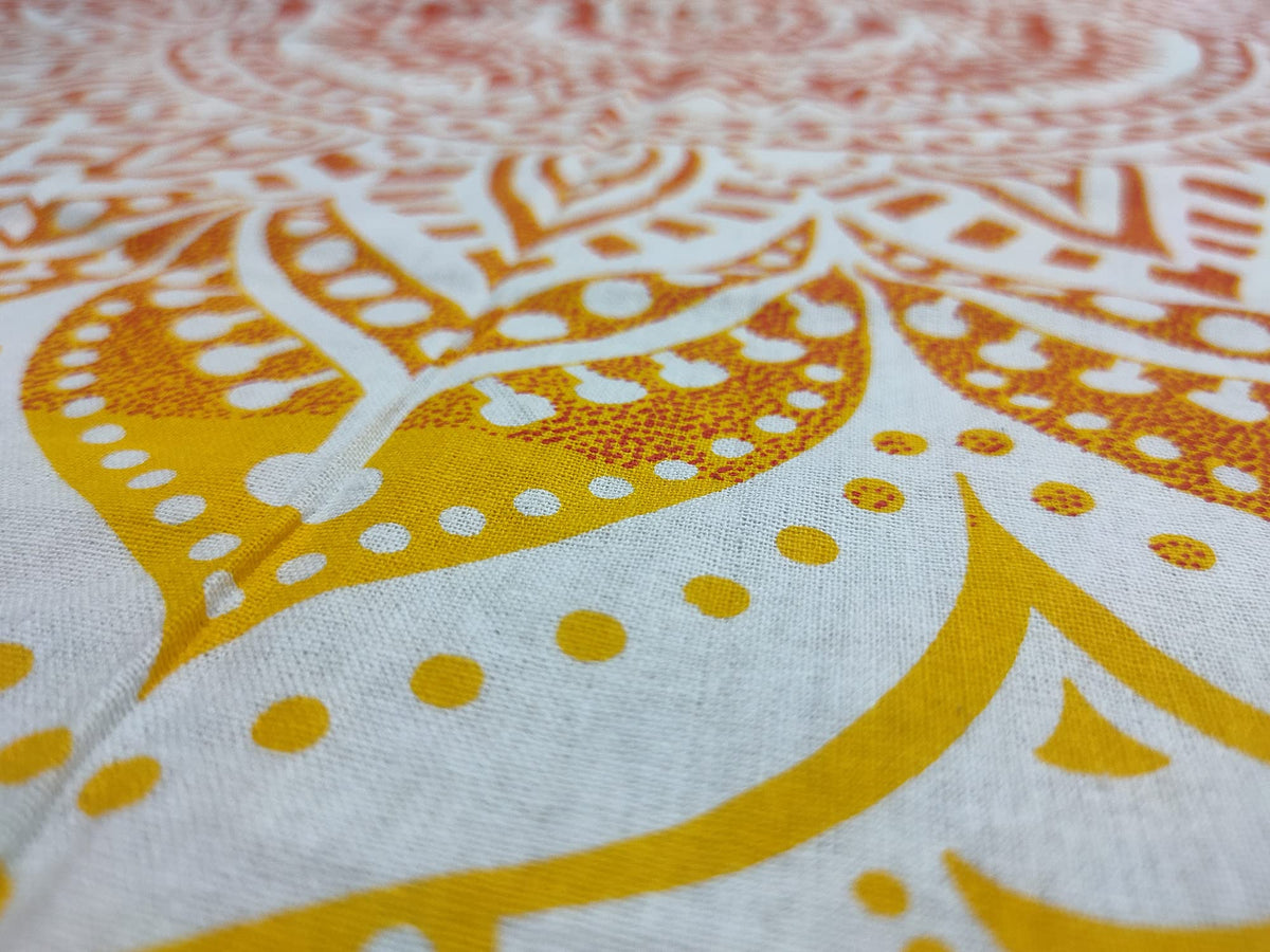 Round Beach Tapestry Turquoise Mandala Throw (5'8" (Round) / Yellow-orange)