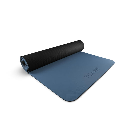1 4" Yoga Mat (Pyramid Pattern / Black/Blue)