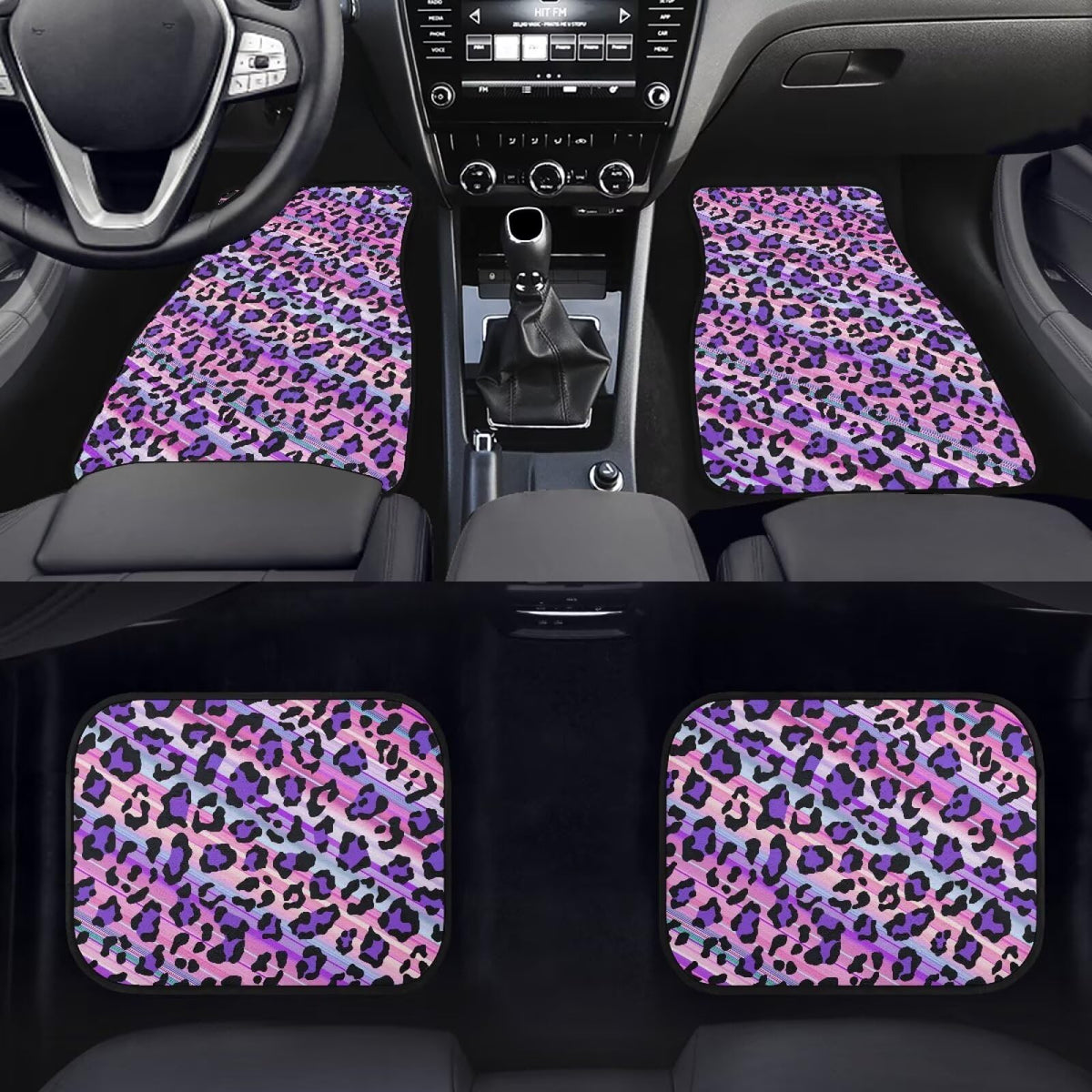 Blue Leopard Car Floor Mats Cheetah Print Automotive Floor Mats 4 Piece Cars Foot Mat Washable Front and Rear Auto Rugs Carpet Mat Leopard Car Interior Accessories (Blue Leopard)