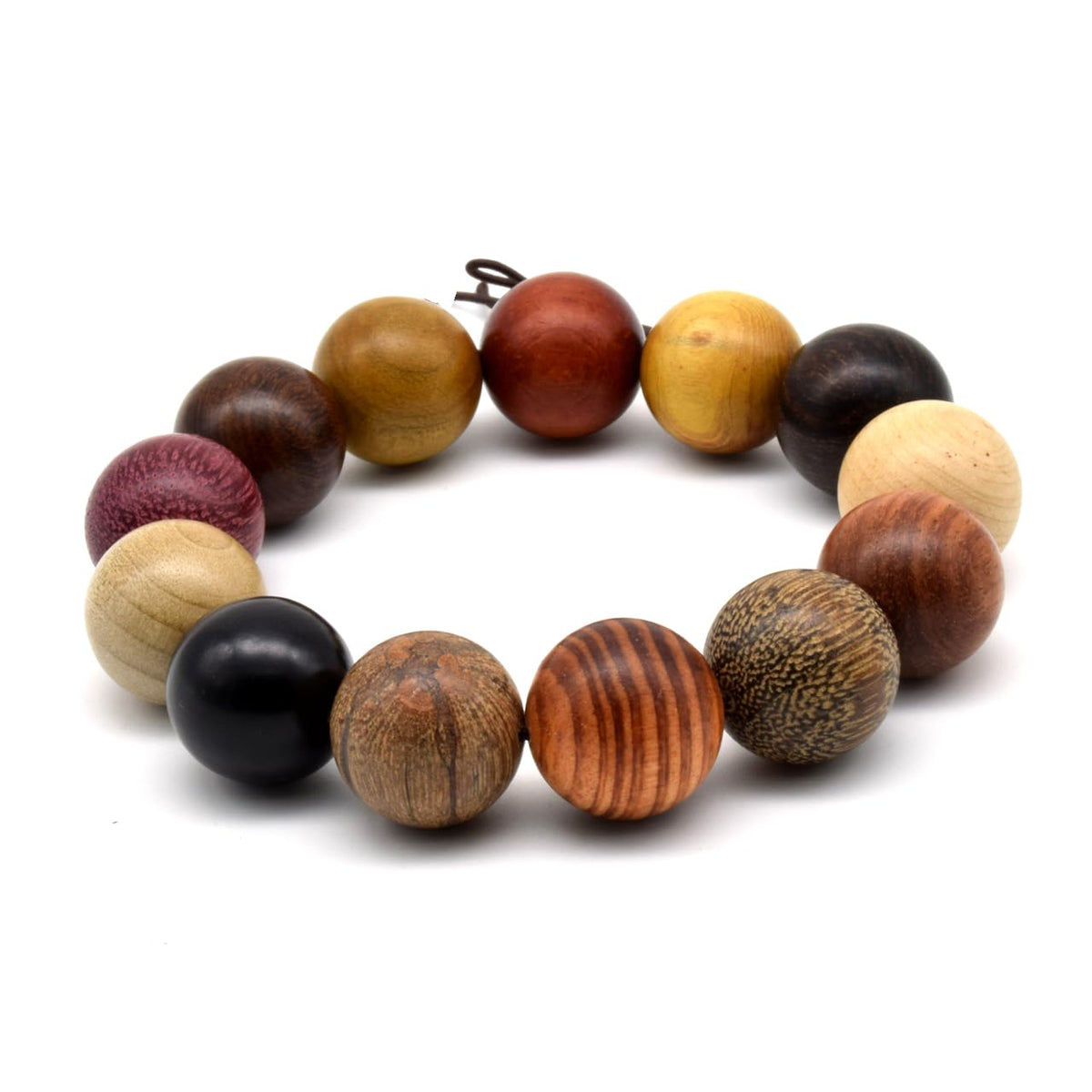 Unisex Natural Colorful Wood Buddhist Prayer Beads Bracelet Necklace Tibetan Mala Prayer Beads (18mm 13beads)