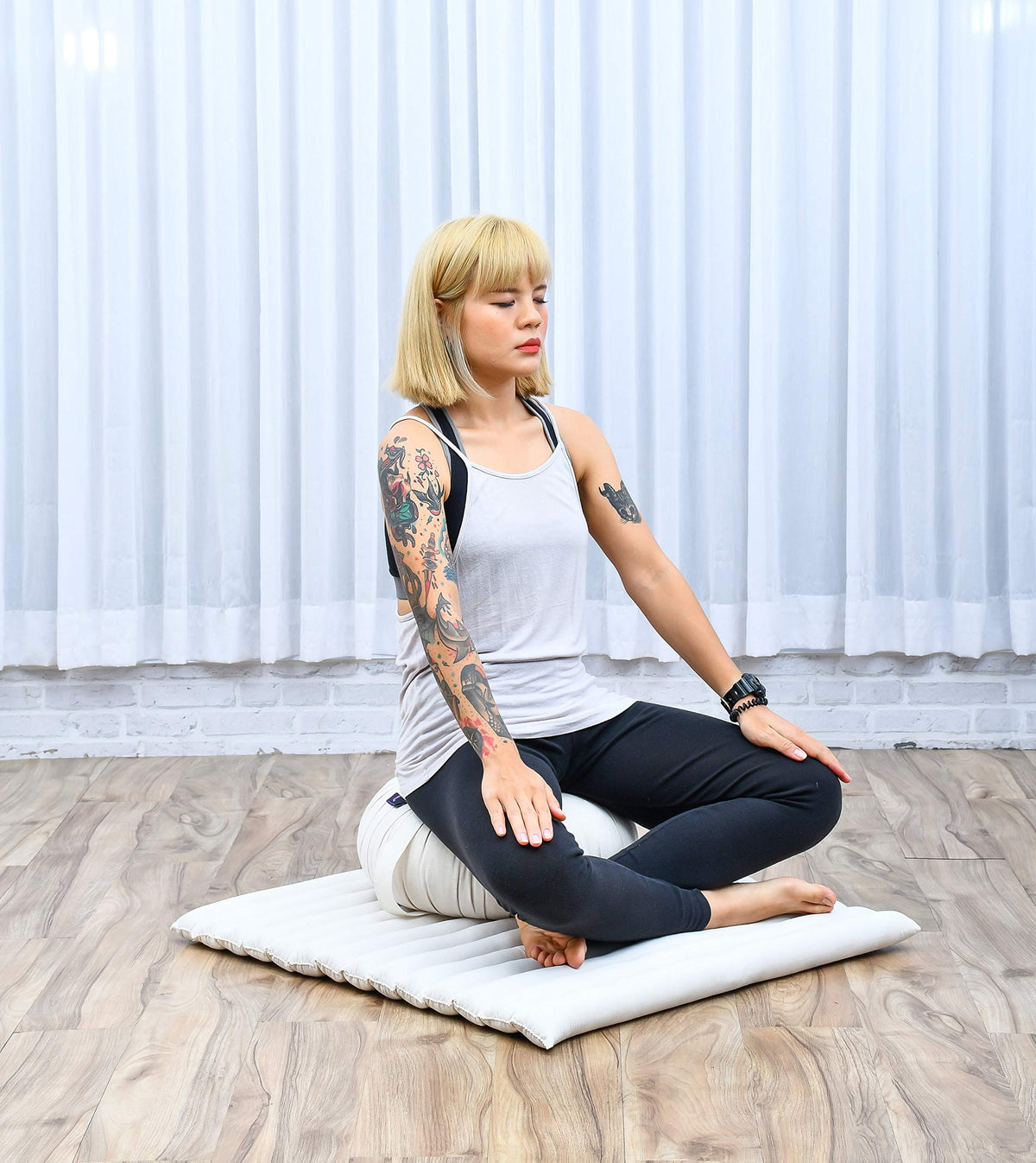 Meditation Cushion Zafu & Zabuton Set 28 x 28 inches Kapok Zazen (Cl01 - Ecru)