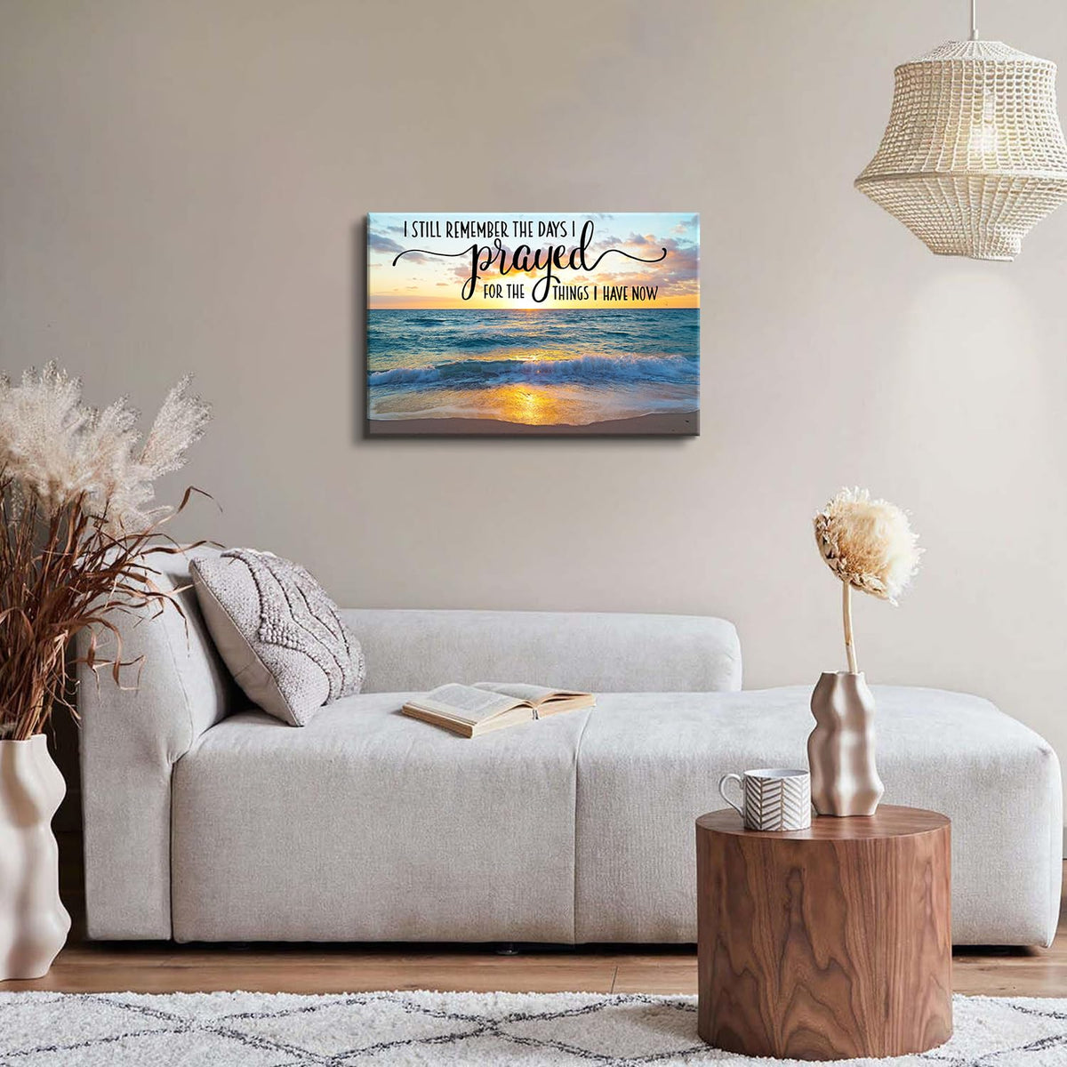 Christian Wall Decor Beach Wall Art Scripture Pictures Ocean Bible Verses Canvas Prints Painting Nature Sunset Poster Modern Seascape Artwork for Bedroom Living Room Home Decoration 16x24" (24"L x 16"W / BibleVerse)