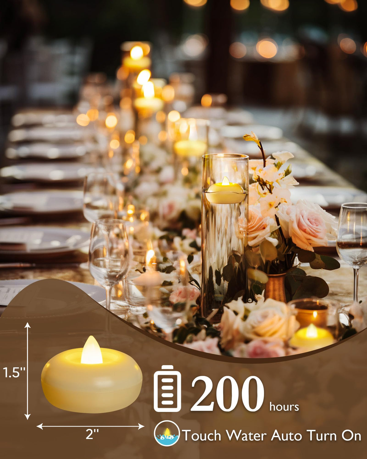 6 Pack 2” Flameless Led Floating Candles (Ivory, 6Pack)