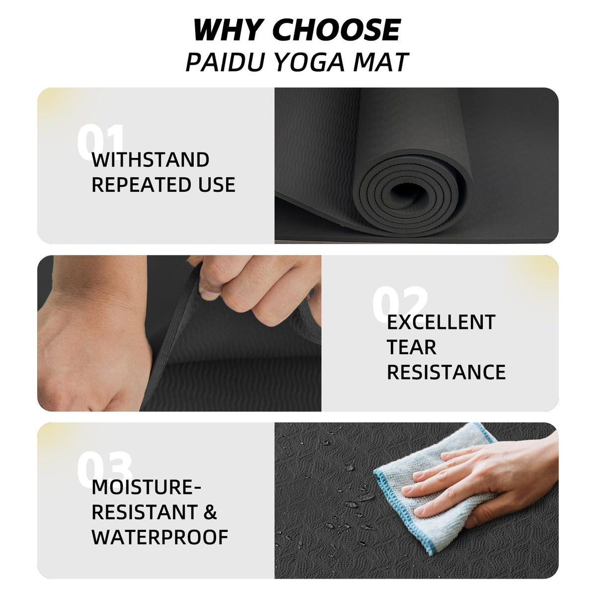 Extra Long Wide Yoga Mat (Black)