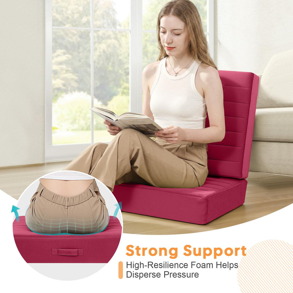 Square Floor Pillow 22x22 Inch (22 Inch / Magenta)