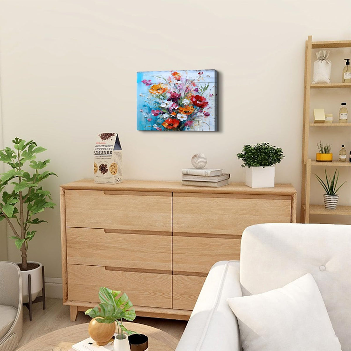 Colorful Flower Wall Art for Living Room Decor Red Wildflowers Painting Orange Botanical Prints Wall Decor Modern Abstract Watercolor Floral Artwork for Girls Bedroom Bathroom Home Decorations 12x16" (16"L x 12"W / Colorful Floral)