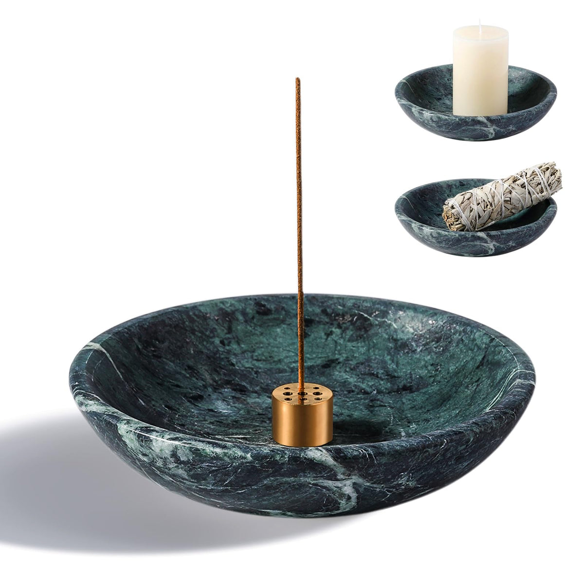 Natural Marble Incense Holder (D=150-alpi Green)