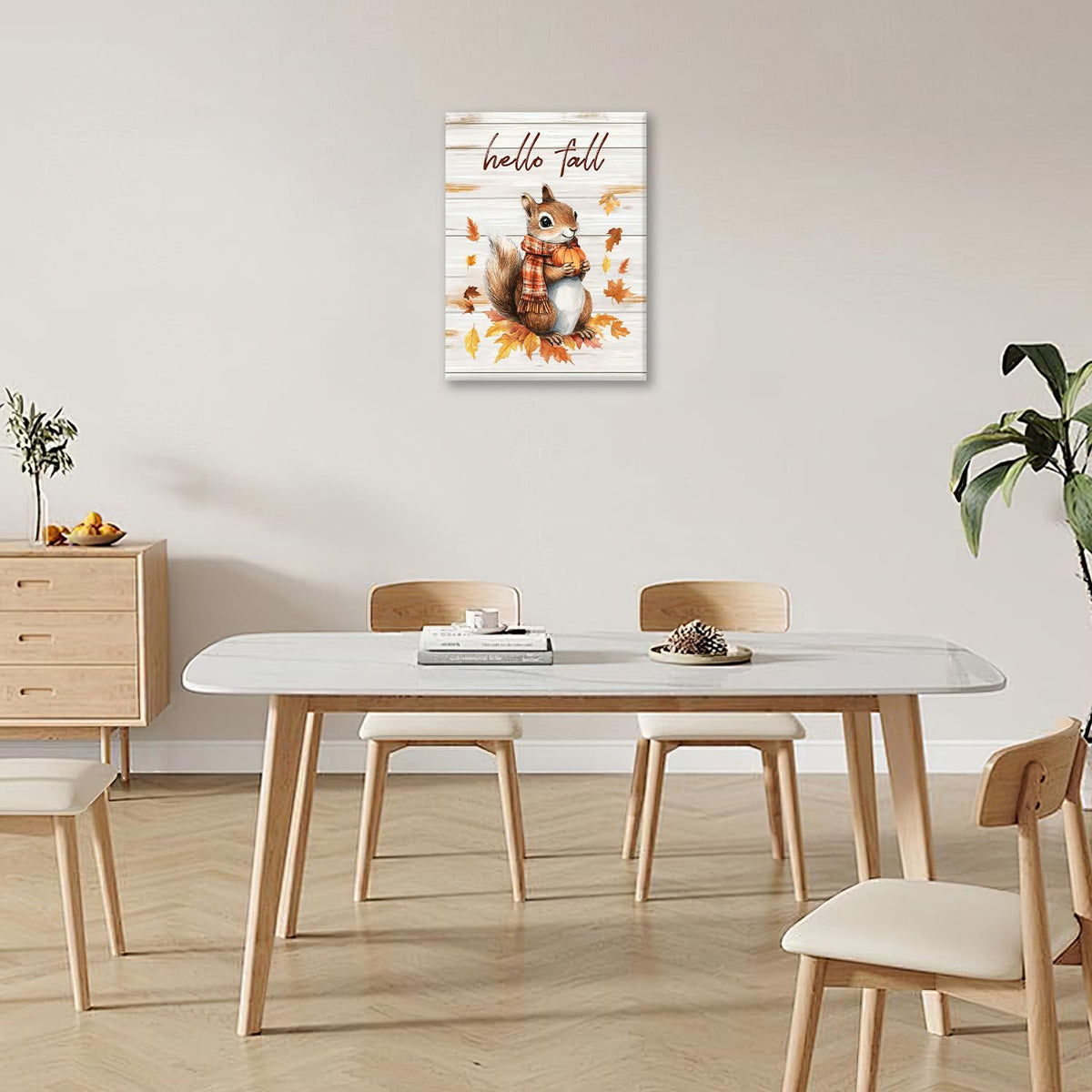 Fall Squirrel Wall Art Squirrel Pictures Wall Decor Autumn Canvas Prints Maple Leaf Decorations Painting Framed Artwork Office Home Decor For Kitchen Bathroom Bedroom Dining Living Room 16"x20" (Squirrel / 20"L x 16"W)