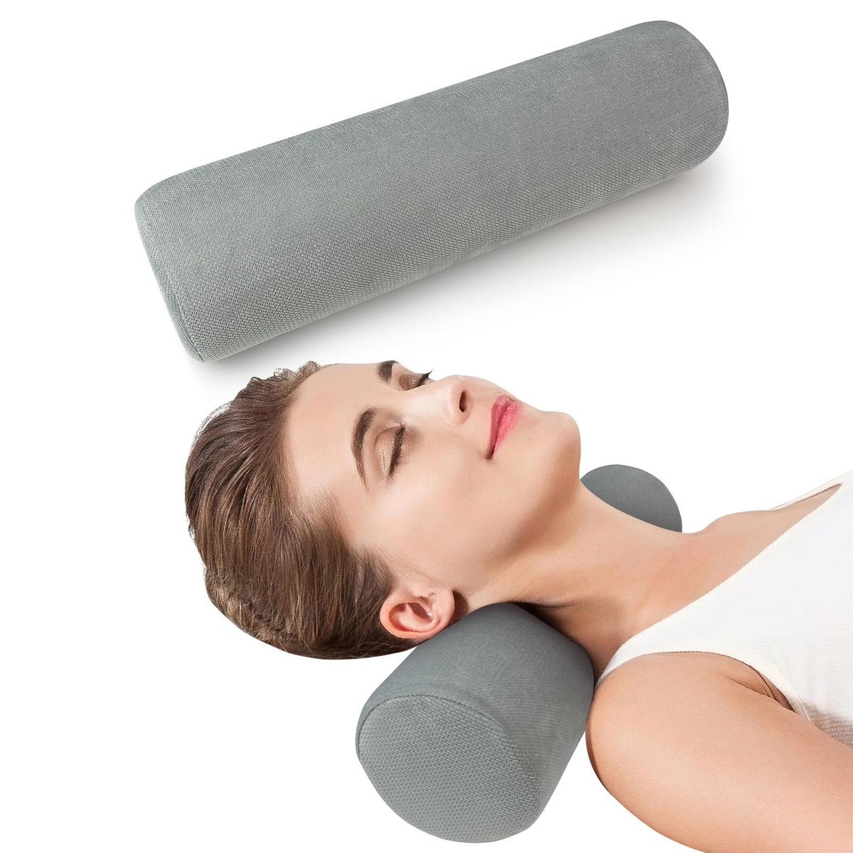 Cervical Neck Roll Pillow (Gray Style 2 / 4.7inch H X 17inche L)
